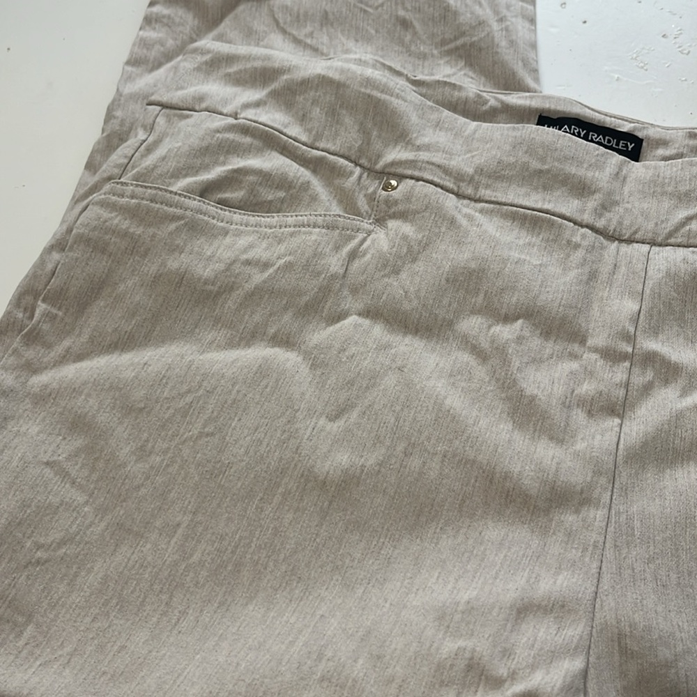 Hilary Radley XL Cream Elastic Waist Pull On Cropped Formal Work Pants - Picture 2 of 5